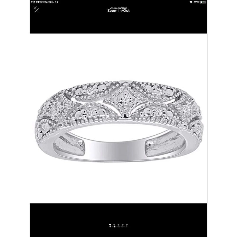 Gorgeous Genuine Pave Diamond Filigree Wedding/Anniversary Band Ring Sz 8